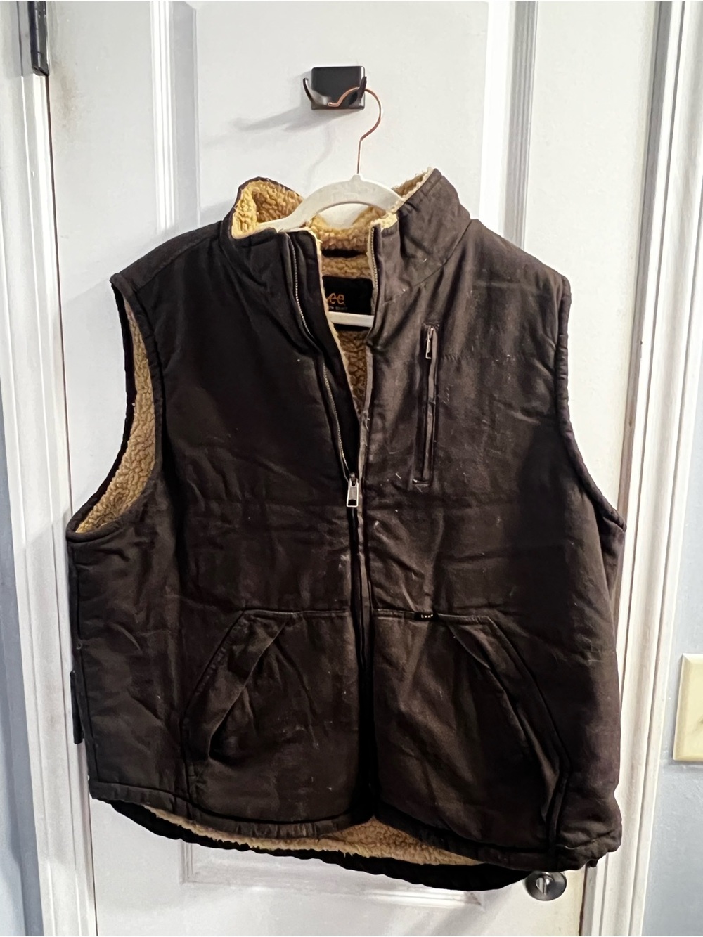 Men's Sherpa-Lined Work Vest - Brown